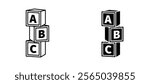 Baby ABC cubes icons in outline and fill. vector illustration for ui.