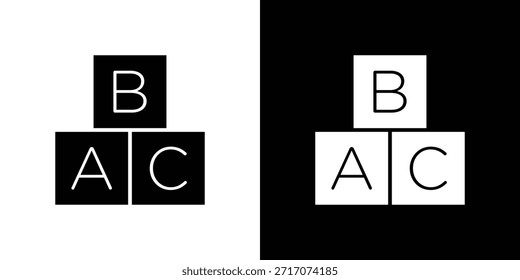 Diseño de silueta de Vector de iconos de cubos ABC para bebés. Ilustración de Diseño gráfico plano de Vector.