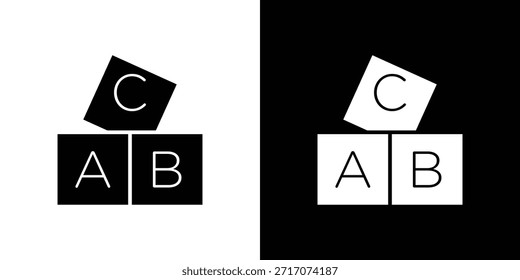 Baby ABC Würfel Symbole Vektor Silhouette Design. Grafik-Design-Illustration mit Vektorgrafik.