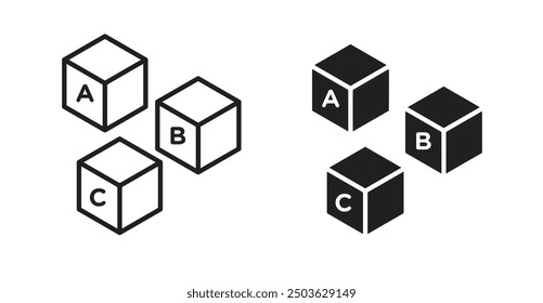 Baby ABC cubes vector icon in solid and outline style