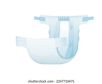 Baby absorbent diaper hygiene comfortable care vector illustration isolated on white background