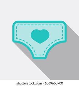 Baby absorbent diaper. Realistic vector illustration for diapers packs, and other babies production. Pampers with dashed lines and a heart in the center
