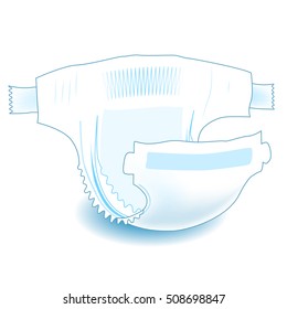 Baby Absorbent Diaper. Realistic Vector Illustration For Diapers Packs, And Other Babies Production.