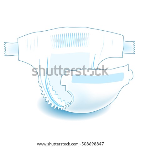 Baby absorbent diaper. Realistic vector illustration for diapers packs, and other babies production.