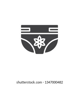 Baby absorbent diaper vector icon. filled flat sign for mobile concept and web design. Diaper with flower glyph icon. Symbol, logo illustration. Pixel perfect vector graphics