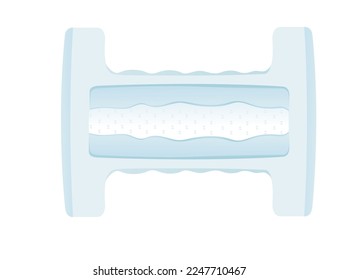 Baby absorbent diaper with velcro hygiene comfortable care vector illustration isolated on white background