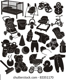 baby accesories silhouettes set