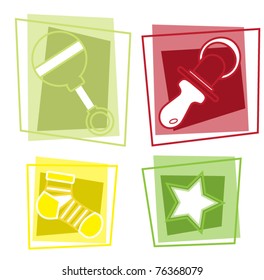 Baby accessories colorful icons vector illustration