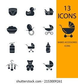 baby accessories  icons set . baby accessories pack symbol vector elements for infographic web