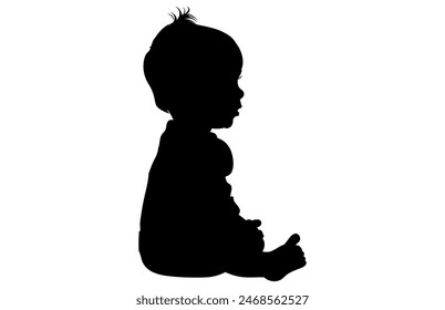 Baby Activity Silhouette in various style on white background.