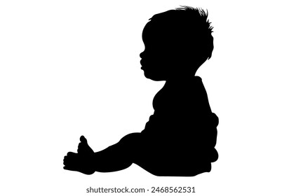 Baby Activity Silhouette in various style on white background.