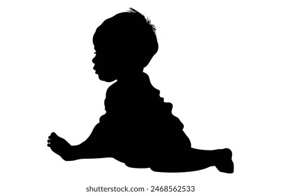 Baby Activity Silhouette in various style on white background.