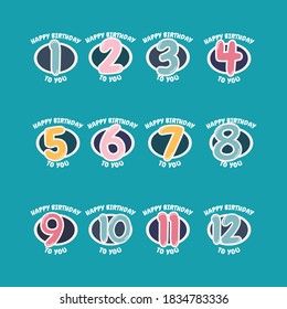 Baby age celebrations vector template.