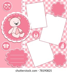 Baby album page. Vector illustration.