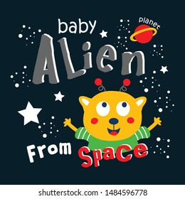baby alien from space funny animal cartoon,vector illustration