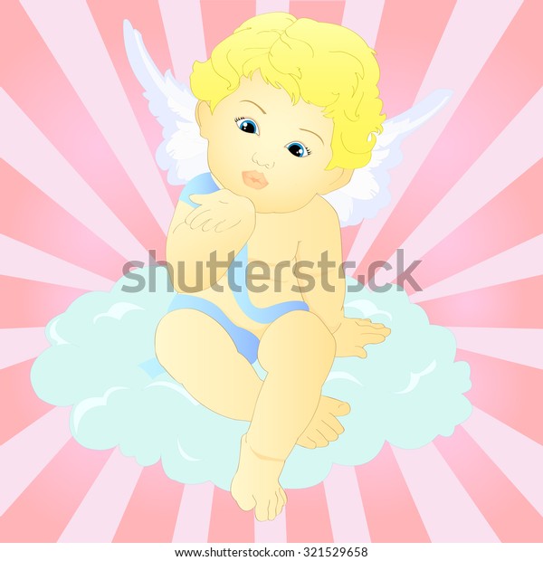 キスをする赤ちゃんの天使 のベクター画像素材 ロイヤリティフリー