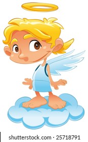 Baby Angel. Funny cartoon and vector isolated character