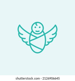 baby angel logo design vector illustration