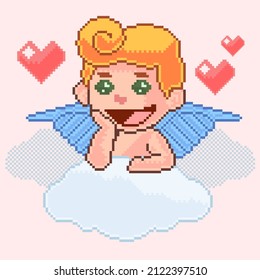 Baby angel love pixel art style phose loving