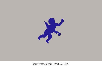 baby angel silhouette vector illustration flat design