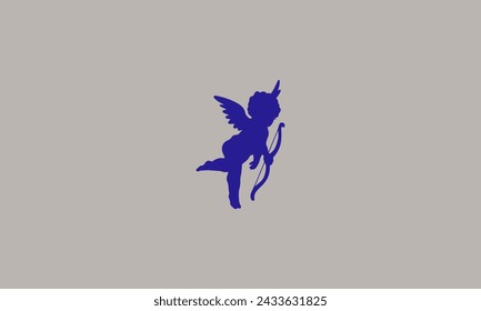 baby angel silhouette vector illustration flat design