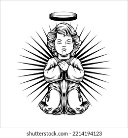 Baby Angel Statue Vector Art