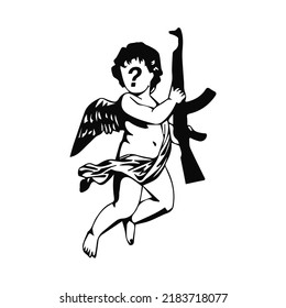 Baby Angel Vector Holding Gun Stock Vector (Royalty Free) 2183718077 ...