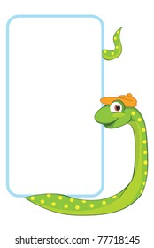 Baby animal banner, Snake. Cartoon label.