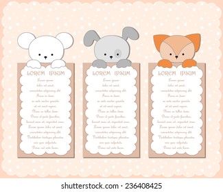 Baby animal banners collection. Vector illustration.