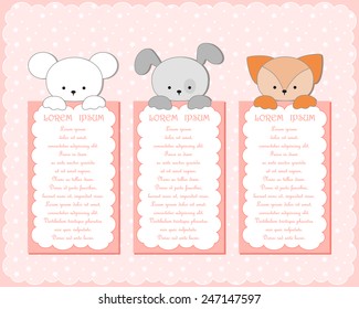 Baby animal banners collection. Vector illustration.