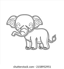 Baby Animal Elephant , Cute little elephant cartoon standing vector image | Funny cartoon baby elephant coloring page for kids.