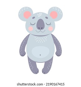 Baby animal flat icon. Cute cartoon koala vector illustration. Zoo and jungle