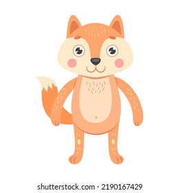 Baby animal flat icon. Cute cartoon fox vector illustration. Zoo and jungle
