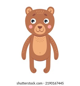 Baby animal flat icon. Cute cartoon bear vector illustration. Zoo and jungle