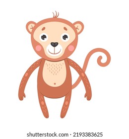 Baby animal flat icon. Cute cartoon monkey, cow, bear vector illustration. Zoo and jungle