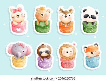 Baby Animal In The Pocket, Animal Pocket Vector Illustration Sticker, Planner