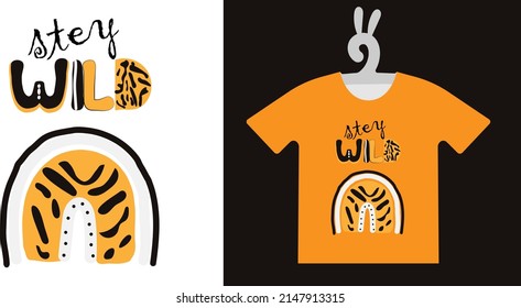 Baby Animal Prints on T-shirts, textile, sweatshirts. Typography design Cute baby tiger. Isolated vector illustration