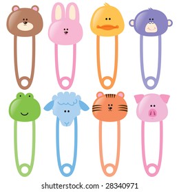 Baby Animal Safety Pins Set 1