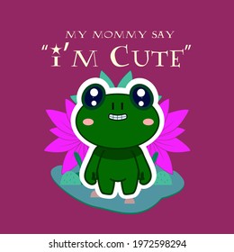baby animal vector illustration with text i'm cute for sticker and background