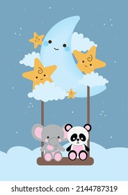 baby animals night moon and stars