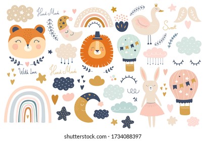 Baby animals pattern. Vector illustration with Africa animals. Nursery baby pattern illustration	
