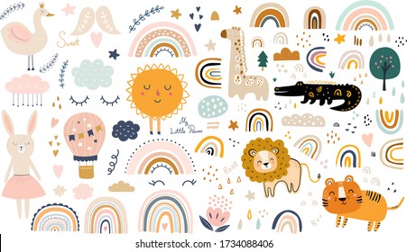 Baby animals pattern. Vector illustration with Africa animals. Nursery baby pattern illustration	