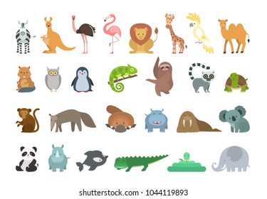 Baby animals set. Colorful funny animals on white.