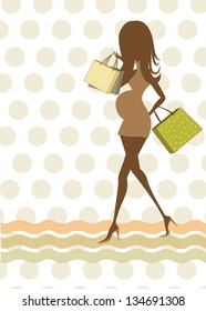 baby announcement card with beautiful pregnant woman