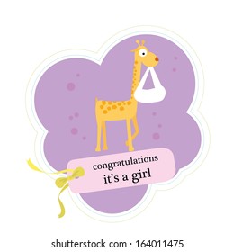 baby announcement card with cute animals