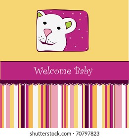 baby announcement card with cute bear