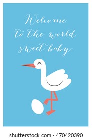 Baby announcement card design. Vector illustration.