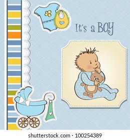 baby announcement card with little boy