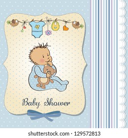 baby announcement card with little boy