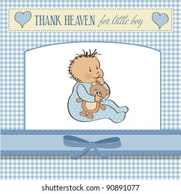 baby announcement card with little boy